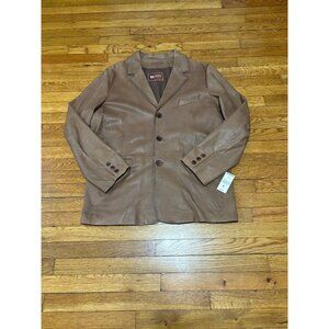 Wilsons Leather Jacket Mens Size XL Brown Button Down Collared Lined NWT $318